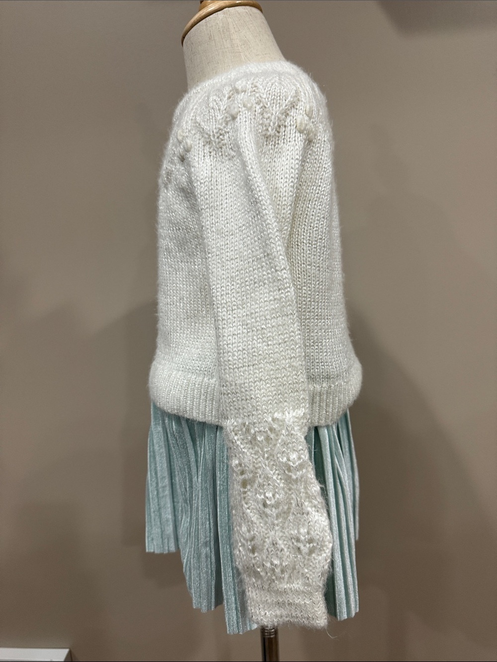 Rachel Zoe Cream Sweater with Mint Pleated Skirt Set - Picture 2 of 3